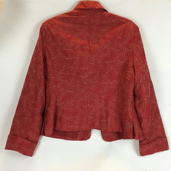A | Line Red Jacket w/ tan Flower stitches - Picture 2 of 12